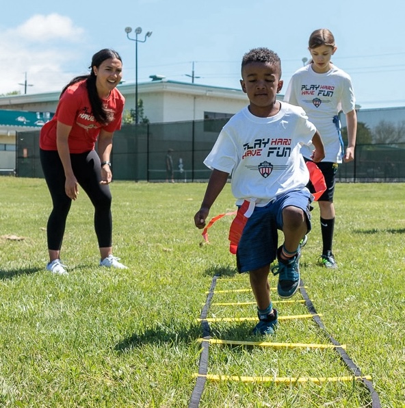 boy running ladder